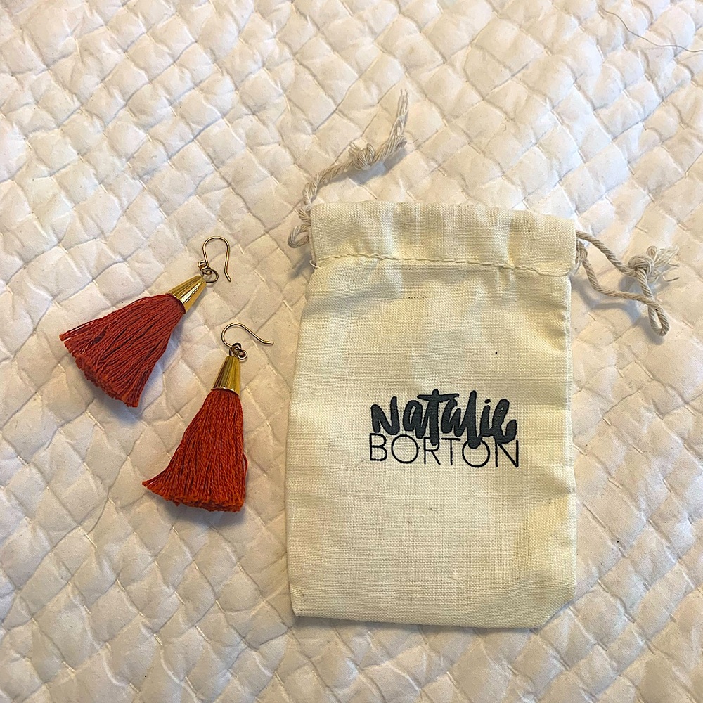 Natalie Borton x Madewell rust tassel earrings